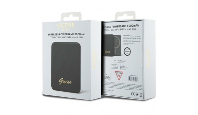 Guess Induction Powerbank 15WGUPBM5ALGSGK 5000mAh black MagSafe Metal Script Logo