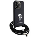 Karl Lagerfeld KLHCP15LSASKNPSK iPhone 15 Pro 6.1" hardcase black/black Crossbody Saffiano Monogram  Karl Lagerfeld KLHCP15LSASKNPSK iPhone 15 Pro 6.1" hardcase black/black Crossbody Saffiano Monogram