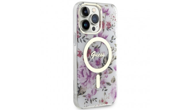 Guess GUHMP14XHCFWST iPhone 14 Pro Max 6.7" transparent hardcase Flower MagSafe