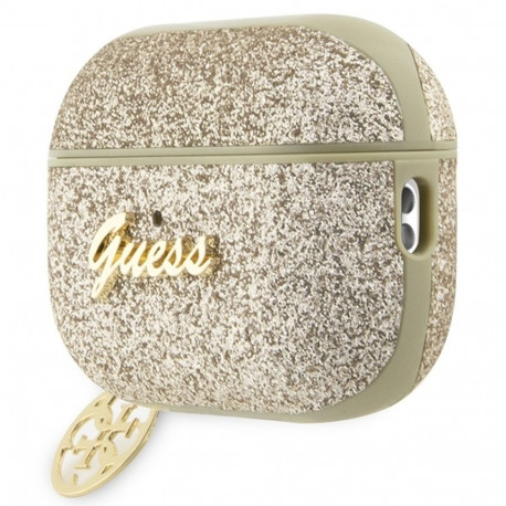 Guess GUAP2GLGSHD AirPods Pro 2(2022/2023) cover gold Glitter Flake 4G Charm