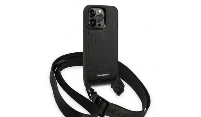 Karl Lagerfeld KLHCP14LSTMMK iPhone 14 Pro 6.1" kõvakaan must monogrammiga plaadiga logo rihmaga