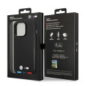 BMW BMHMP14L22PTDK iPhone 14 Pro 6.1" Case Black Leather Stamp Tricolor Magsafe
