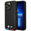 BMW BMHMP14L22PTDK iPhone 14 Pro 6.1" Case Black Leather Stamp Tricolor Magsafe