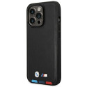 BMW BMHMP14L22PTDK iPhone 14 Pro 6.1" Case Black Leather Stamp Tricolor Magsafe