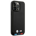BMW BMHMP14L22PTDK iPhone 14 Pro 6.1" Case Black Leather Stamp Tricolor Magsafe