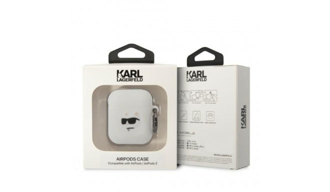 Karl Lagerfeld KLA2RUNCHH AirPods 1/2 cover white Silicone Choupette Head 3D