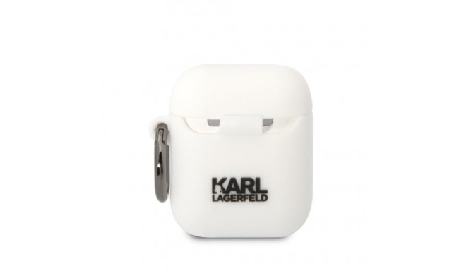 Karl Lagerfeld KLA2RUNIKH AirPods 1/2 valge silikoonümbris Karl pea 3D
