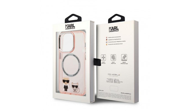 Karl Lagerfeld KLHMP14XHKCP iPhone 14 Pro Max 6.7" hardcase pink Karl & Choupette Aluminum Ma