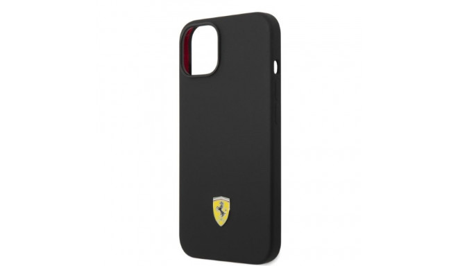 Ferrari FEHMSIP14SBK iPhone 14 / 15 / 13 6.1" black hardcase Silicone Metal Logo Magsafe