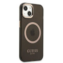Guess GUHMP13MHTCMK iPhone 13 / 14 / 15 6.1" black/black hard case Gold Outline Translucent MagSafe Guess GUHMP13MHTCMK iPhone 13 / 14 / 15 6.1" black/black hard case Gold Outline Translucent MagSafe