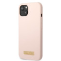 Guess GUHMP13MSBPLP iPhone 13 / 14 / 15 6.1" pink/pink hard case Silicone Logo Plate MagSafe