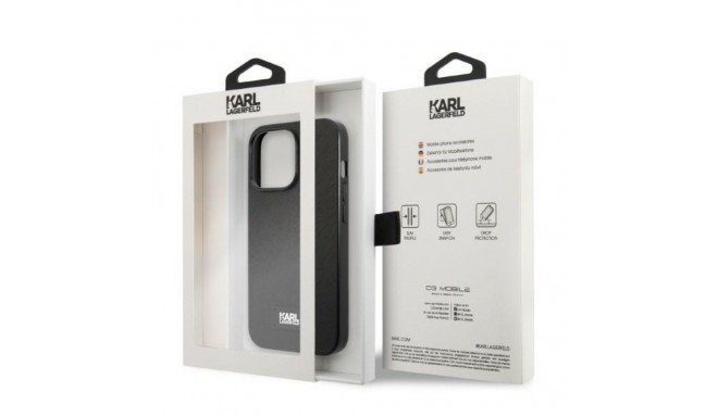 Karl Lagerfeld KLHCP13LSFMP2K iPhone 13 Pro / 13 6.1" kõvakaan must Saffiano Plaque