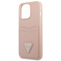 Guess GUHCP13LPSATPP iPhone 13 Pro / 13 6.1" pink hardcase SaffianoTriangle Logo Cardslot