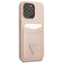 Guess GUHCP13LPSATPP iPhone 13 Pro / 13 6.1" pink hardcase SaffianoTriangle Logo Cardslot