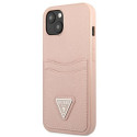 Guess GUHCP13MPSATPP iPhone 13 / 14 / 15 6.1" pink/pink hardcase SaffianoTriangle Logo Cardslot