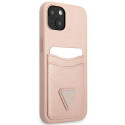 Guess GUHCP13SPSATPP iPhone 13 mini 5.4" pink hardcase SaffianoTriangle Logo Cardslot