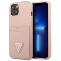 Guess GUHCP13MPSATPP iPhone 13 / 14 / 15 6.1" pink/pink hardcase SaffianoTriangle Logo Cardslot