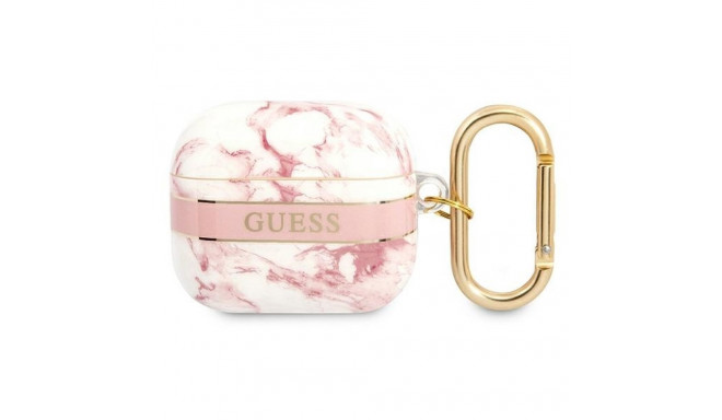 Guess GUA3HCHMAP AirPods 3 cover pink/pink Marble Strap Collection