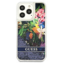 Guess GUHCP13LLFLSB iPhone 13 Pro / 13 6.1" blue/blue hardcase Flower Liquid Glitter