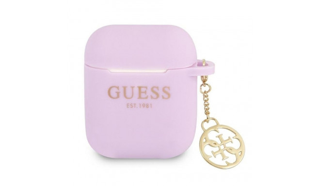 Guess GUA2LSC4EU AirPods 1/2 cover purple/purple Silicone Charm 4G Collection