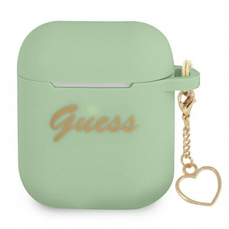 Guess GUA2LSCHSN AirPods cover green Silicone Charm Heart Collection