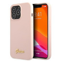 Guess GUHMP13XLSLMGLP iPhone 13 Pro Max 6.7" light pink/light pink hardcase Silicone Script Gold Log