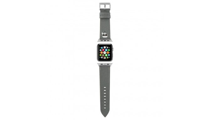Karl Lagerfeld KLAWLOKHG Apple Watch Strap 42/44/45mm silver strap Saffiano Karl Heads