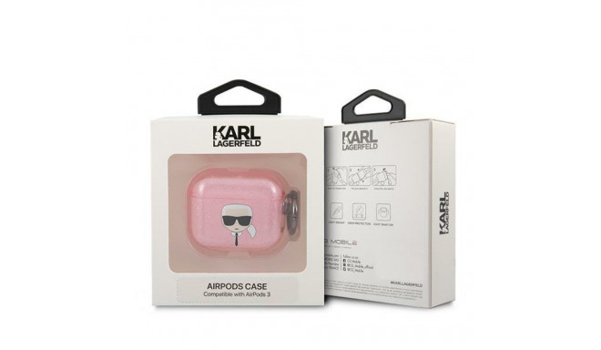 Karl Lagerfeld KLA3UKHGP AirPods 3 cover pink/pink Glitter Karl`s Head