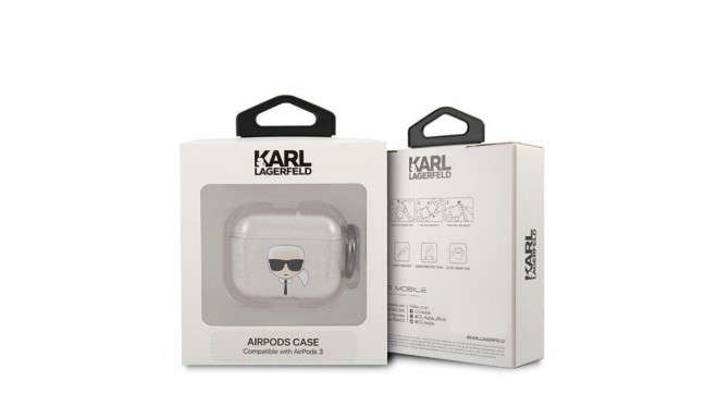 Karl Lagerfeld KLA3UKHGS AirPods 3 cover silver/silver Glitter Karl`s Head