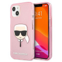Karl Lagerfeld KLHCP13SKHTUGLP iPhone 13 mini 5.4" pink hardcase Glitter Karl`s Head