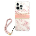 Guess GUHCP13XKMABPI iPhone 13 Pro Max 6.7" pink/pink hardcase Marble Strap Collection