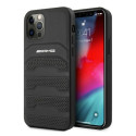 AMG AMHCP12LGSEBK iPhone 12 Pro Max 6.7" black/black hardcase Leather Debossed Lines