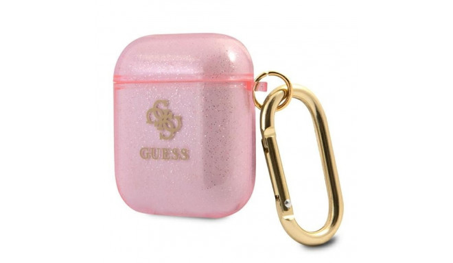 Guess GUA2UCG4GP AirPods 1/2 cover pink/pink Glitter Collection