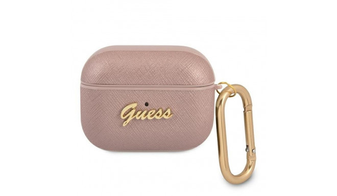 Guess GUAPSASMP AirPods Pro cover pink Saffiano Script Metal Collection