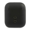 BMW BMA2SSLBK AirPods 1/2 cover black/black Geniune Leather Silver Logo