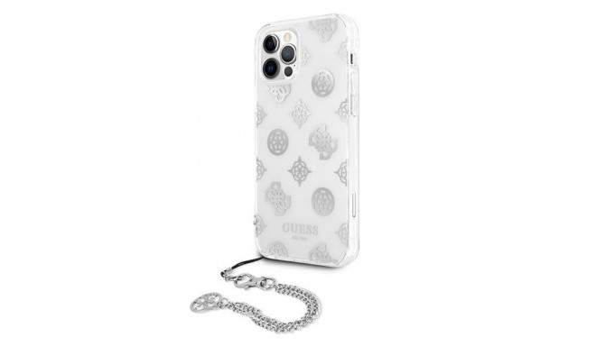 Guess GUHCP12LKSPESI iPhone 12 Pro Max 6.7" hõbedane kõvakaanega ümbris Peony Chain Collection