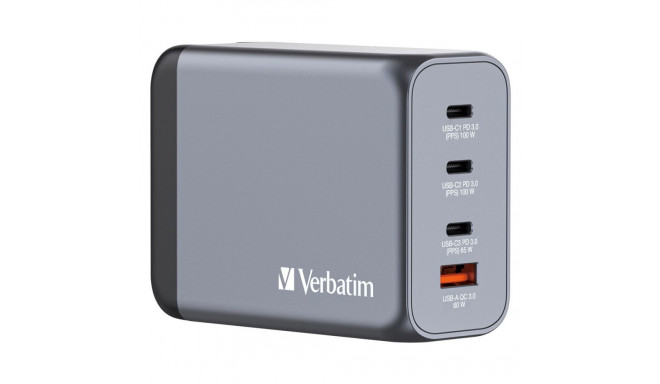 Verbatim GNC-200 GaN laadija 200W 2 x USB-C PD 100W / 1 x USB-C PD 65W / 1 x USB QC 3.0 (EU/UK/US)