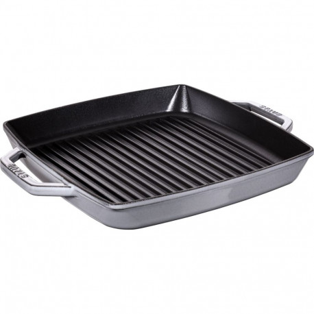 STAUB Square cast iron grill pan with two handles 33 cm, graphite