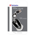 Hiir Verbatim Go Mini Travel Mouse, must/hõbe, kokkukeritav USB-kaabel, 1000dpi