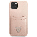 Guess GUHCP13MPSATPP iPhone 13 / 14 / 15 6.1" pink/pink hardcase SaffianoTriangle Logo Cardslot