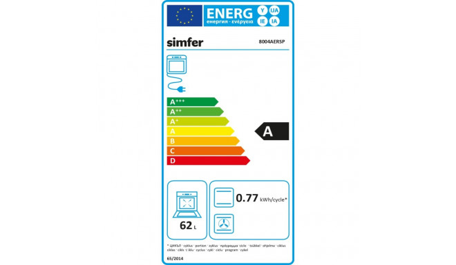 Simfer | Oven | 8004AERSP | 62 L | Electric | Manual | Mechanical control | Height 60 cm | Width 60 