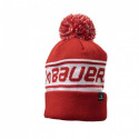 Bauer Team Ribbed Pom Winter Hat SR 1063358 (czerwony)