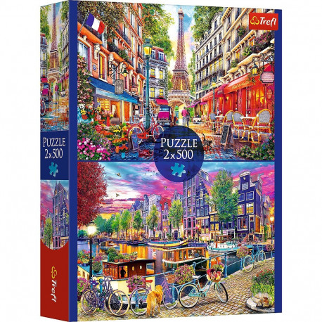 TREFL Puzzle set European capitals, 2x500 pcs