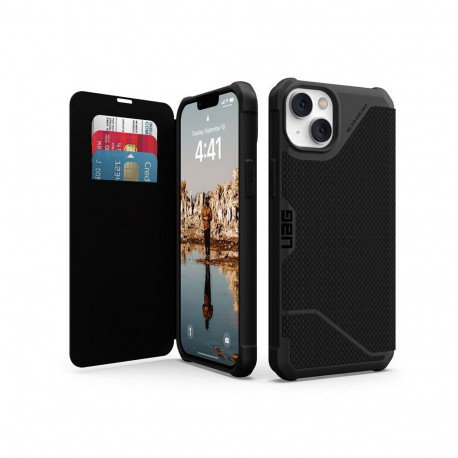 Kaitseümbris kaanega Metropolis Folio, Apple iPhone 14 Plus, Kevlar must, Urban Armor Gear (UAG)
