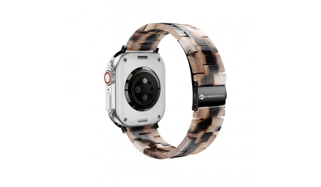FORCELL F-DESIGN FA04 marble textured resin strap for APPLE Watch 42 / 44 / 45 / 49 mm brown