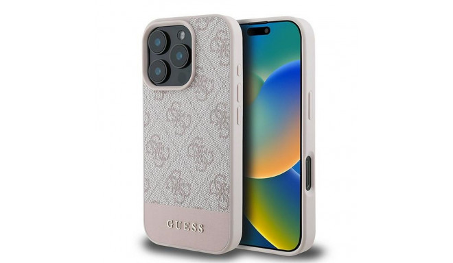 GUESS case for IPHONE 16 Pro Max GUHCP16XG4GLPI (4G PU Bottom Stripe) pink