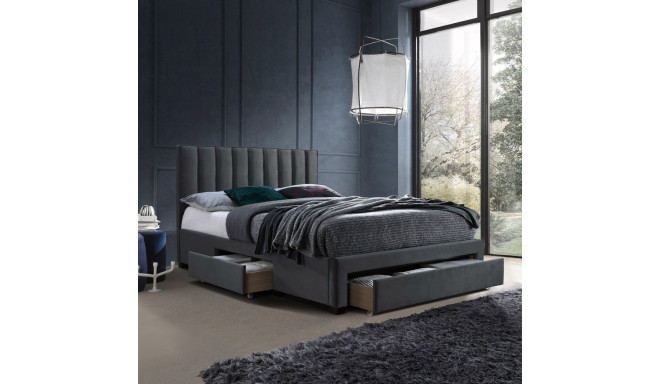 Voodi GRACE 160x200cm, madratsiga HARMONY DUO, tumehall