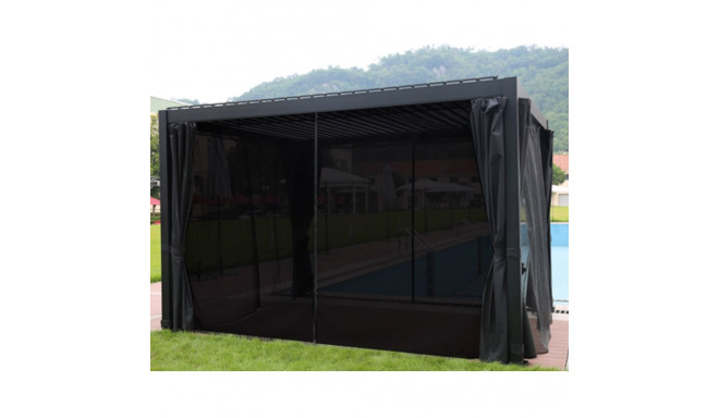 Gazebo MIRADOR 3x4xH2,5m with textilene side walls, dark grey