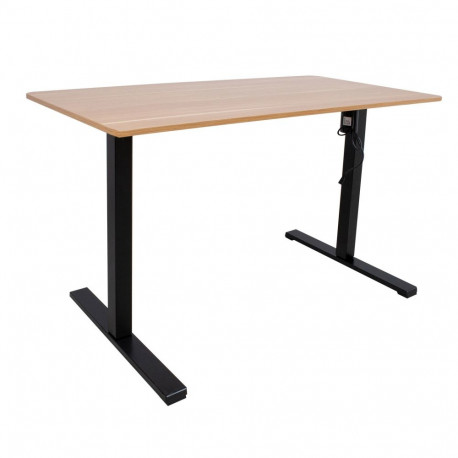 Töölaud ERGO OPTIMAL 1-mootoriga 140x70xH71-116cm, hikkoripuu/must