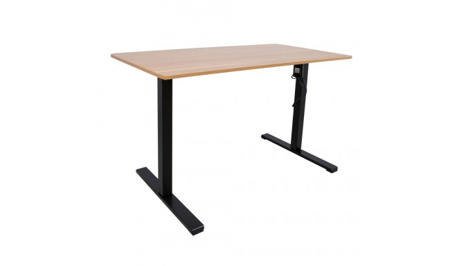 Töölaud ERGO OPTIMAL 1-mootoriga 140x70xH71-116cm, hikkoripuu/must